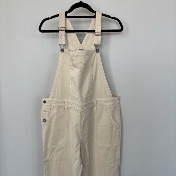 Prana Cream Denim Overalls Size XL